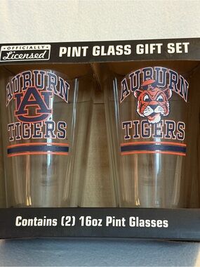 Auburn Tigers Pint Glass Gift Set - Clear Glass with Logos